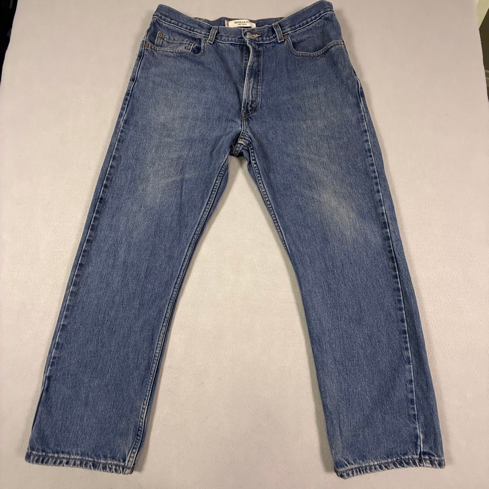 Levis 505 Regular Fit Jeans Mens 38x30 Blue Denim Straight Leg Pants 100 Cotton